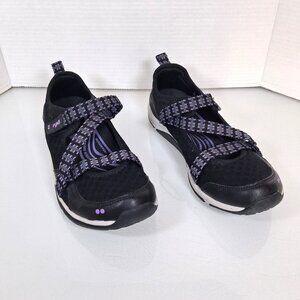 Ryka Women's Kailee Black And Purple Shoes Size 9 Mary Jane Strap Comfort Shoes